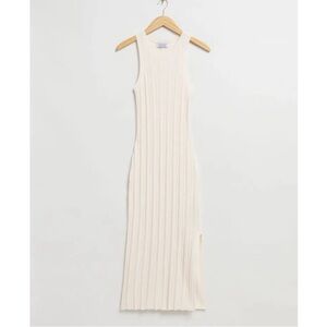 & Other Stories Cream Ribbed Knit Dress
